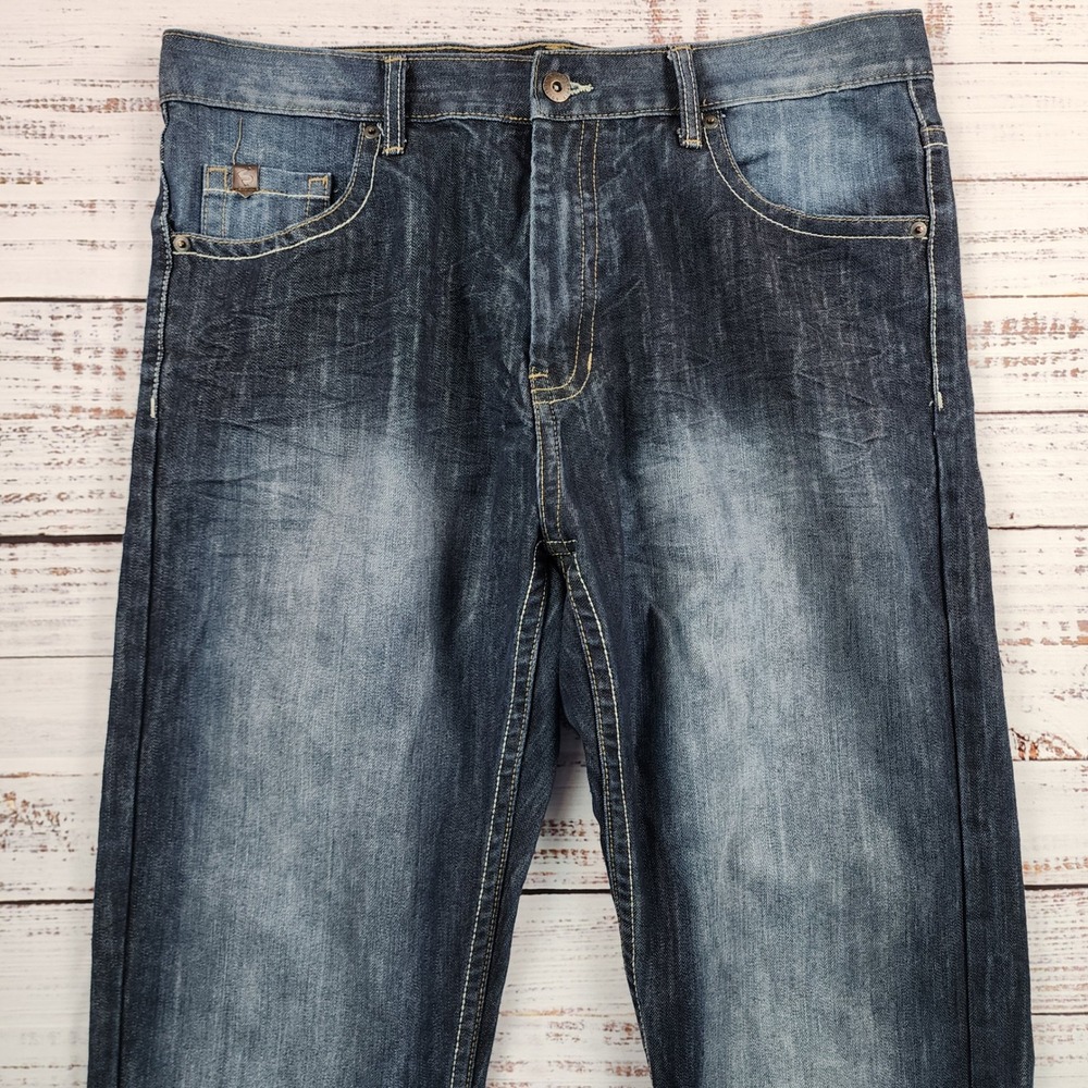 Southpole Men's Straight Leg Jeans 36x32 Blue Faded Streetwear Y2K Denim 6181